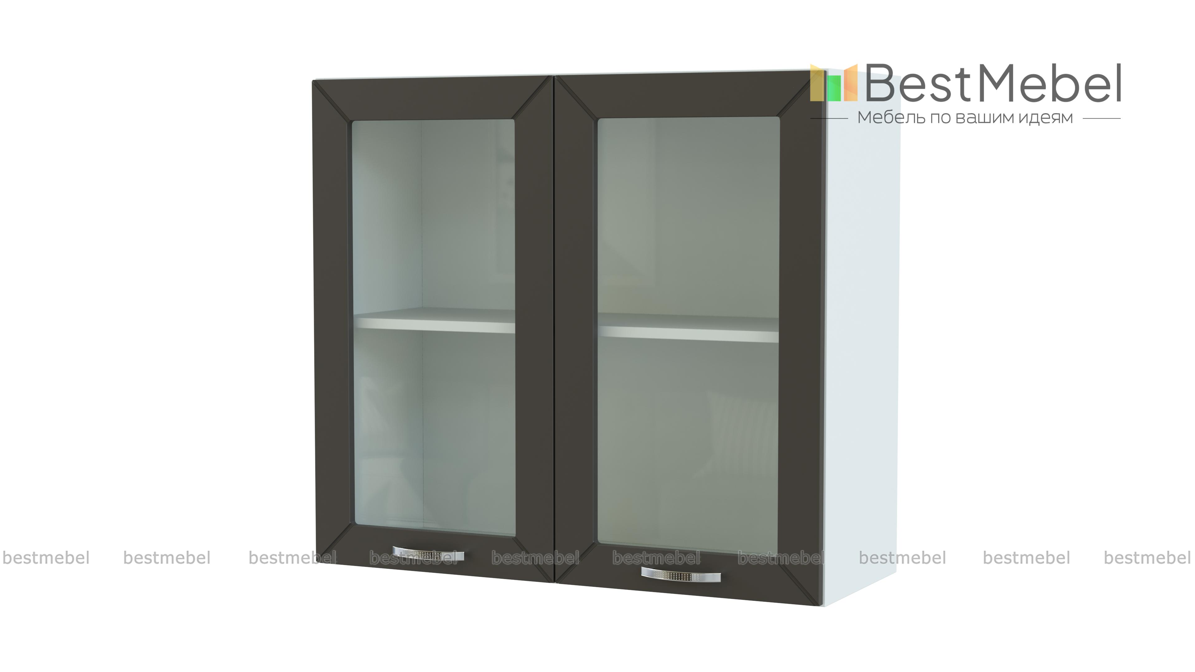 Шкаф верхний 2 двери со стеклом Агава BMS - Фото